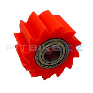 Pitbike rolnička řetězu zubatá, vnitřní průměr 10mm, oranžová